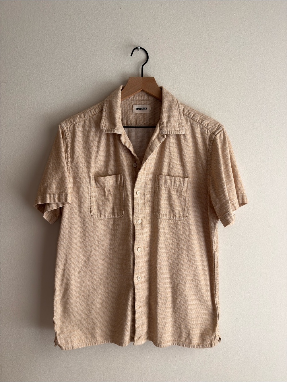 Taylor Stitch Beige Short-Sleeve Casual Button-Down Shirt